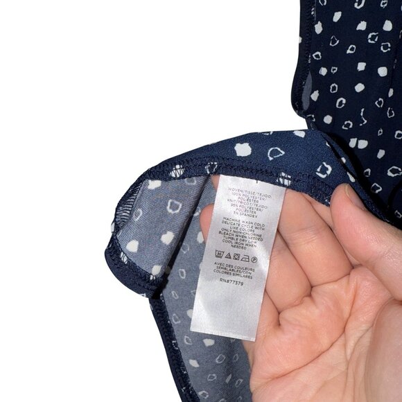 Ann Taylor Navy Polka Dot Sleeveless Wrap Blouse XS - Picture 6 of 6